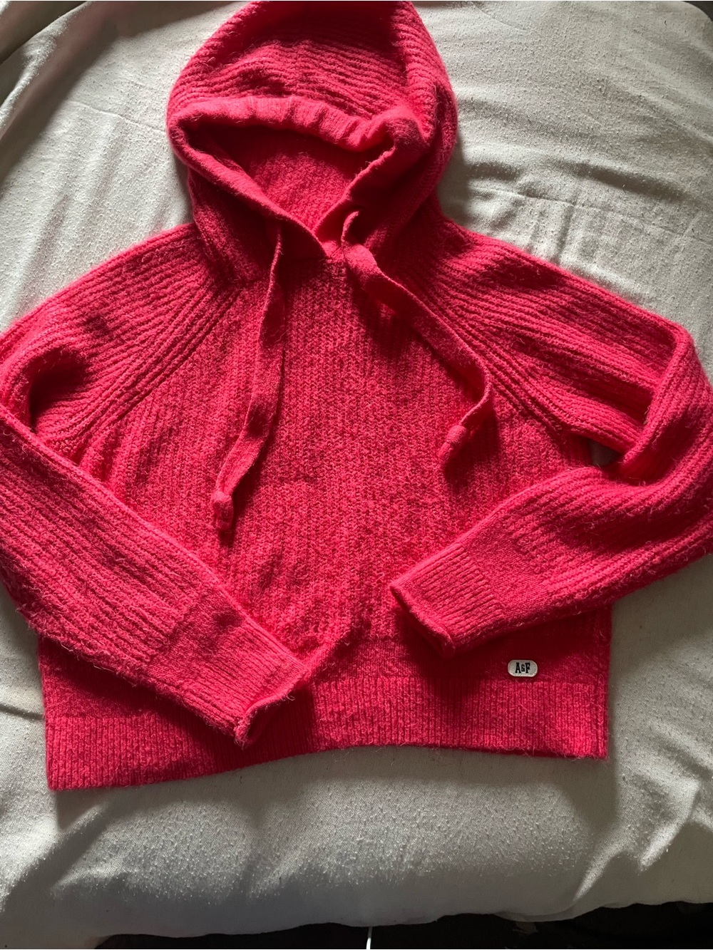 Abercrombie & Fitch Vibrant Hot Pink Hooded Knit Sweater